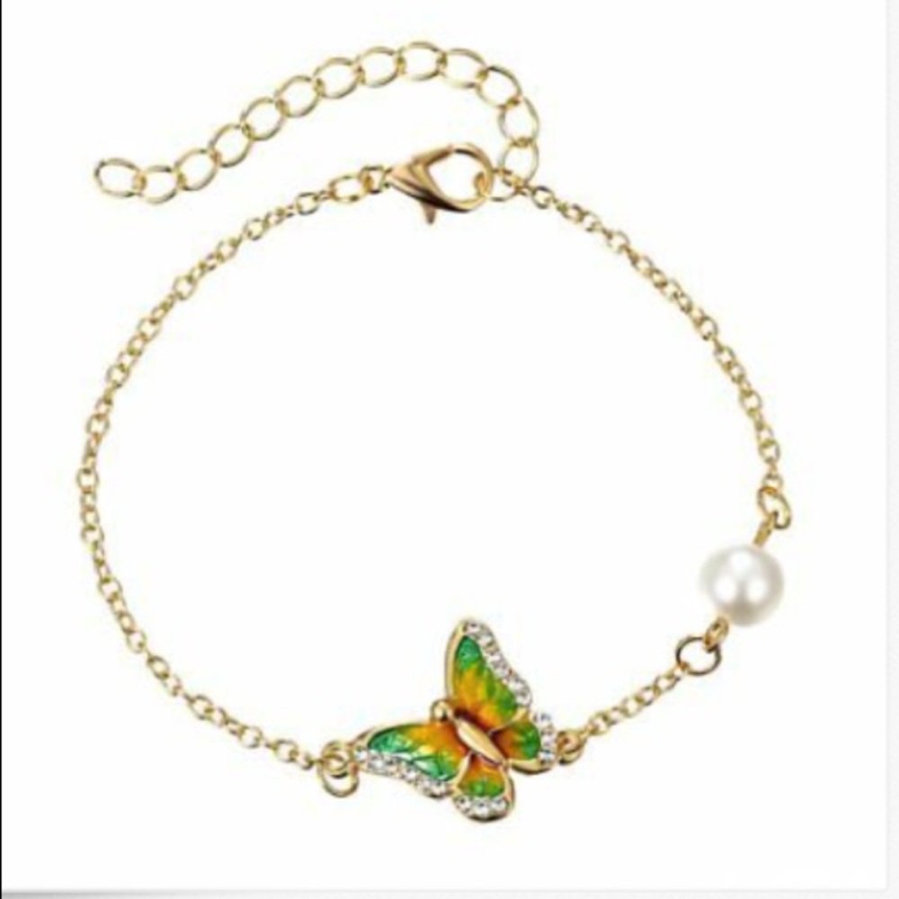 ❤️gorgeous delicate green rhinestone butterfly